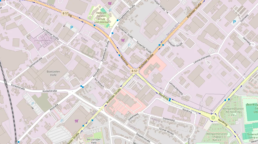 Ausschnitt einer Straßenkarte mit dem Standort des LUMO